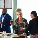 people at a networking lunch