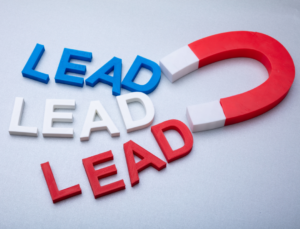 The word Lead 3 times being attracted by a magnet