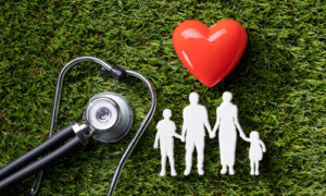 image of family icon with heart and stethoscope 